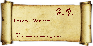 Hetesi Verner névjegykártya